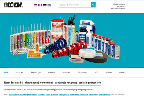 Bloem Sealants de bouw groothandel - website ontwikkeling door EK-Media